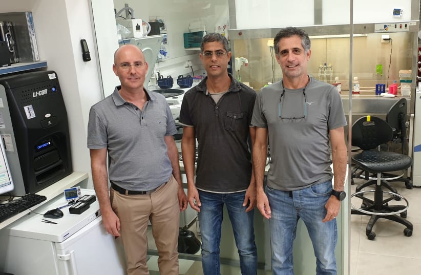 From left to right: Prof. Udi Qimron, Dr. Ido Yosef and Dr. Motti Gerlic (photo credit: TEL AVIV UNIVERSITY)