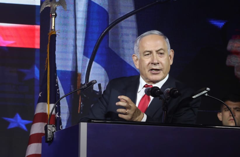 Prime Minister Benjamin Netanyahu at American Independence Day celebration in Jerusalem July 2019 (photo credit: MARC ISRAEL SELLEM)