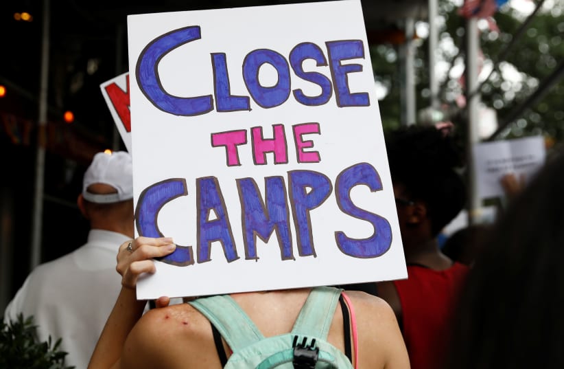 'Close the Camps' rally outside the Middle Collegiate Church in New York (photo credit: SHANNON STAPLETON/ REUTERS)