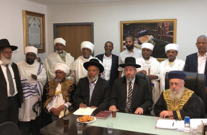 Chief rabbinate heads meet with the heads of the Ethiopian community in Israel (photo credit: CHIEF RABBINATE)