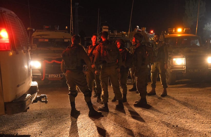 IDF forces search for the suspect in a ramming attack on June 7, 2019 (photo credit: IDF SPOKESPERSON'S UNIT)