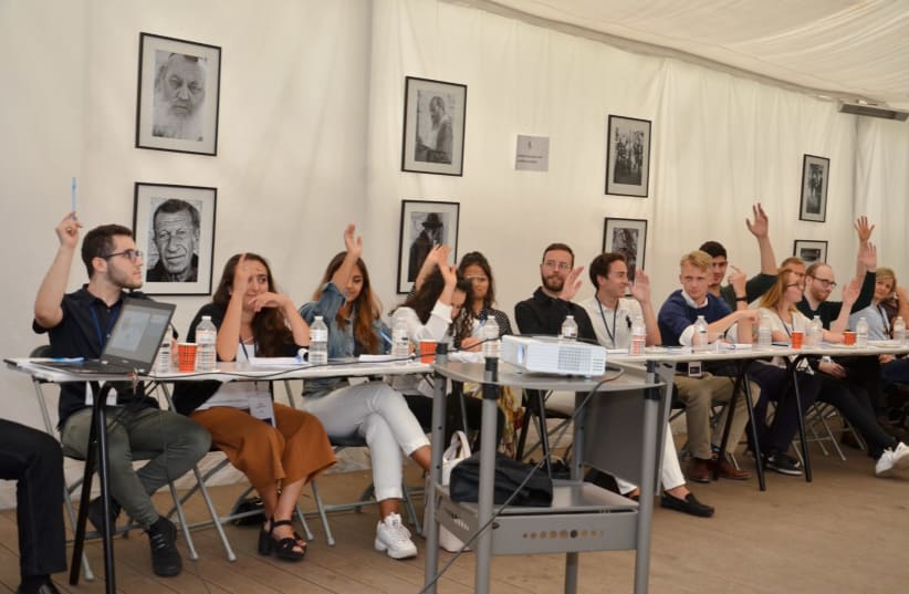 Youngsters from across Europe take part in a discussion during a bootcamp on anti-Zionism and antisemitism in Brussels. (photo credit: EUROPEAN JEWISH ASSOCIATION)