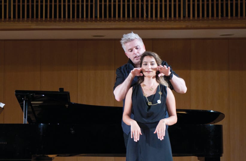 Dani Ettinger guides a student of opera at a master class  (photo credit: MAXIM REIDER)