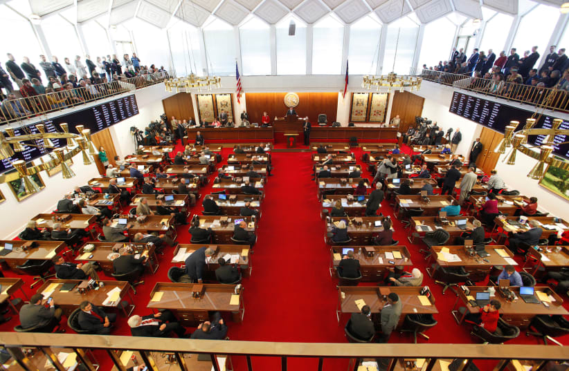 North Carolina's House of Representatives convenes as the legislature considers repealing the controversial HB2 law limiting bathroom access for transgender people in Raleigh, North Carolina, U.S. on December 21, 2016.  (photo credit: JONATHAN DRAKE / REUTERS)