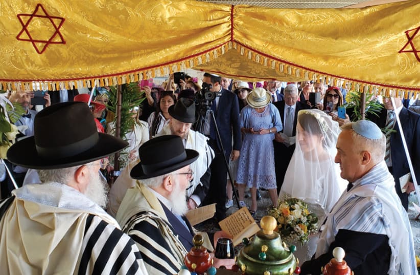 ON JUNE 4, Dr. Roque Pugliese and Dr. Ivana Pezzoli – both Bnei Anousim – were married under a specially-erected huppa. (photo credit: SHAVEI ISRAEL)