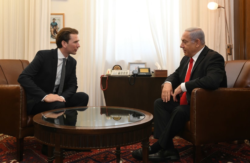 Prime Minister Benjamin Netanyahu provided Austrian People's Party head Sebastian Kurz (photo credit: KOBI GIDON / GPO)