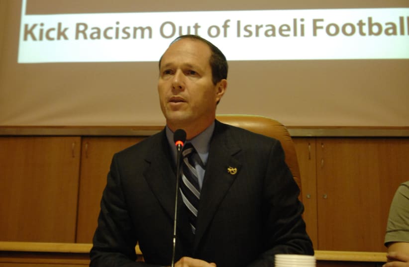 Likud MK Nir Barkat speaks at a NIF anti-racism event in Jerusalem (photo credit: NEW ISRAEL FUND)