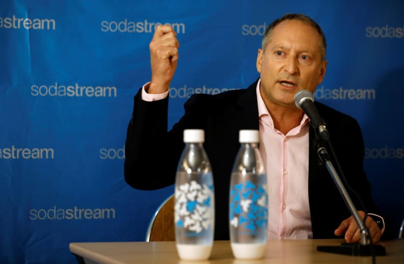 Daniel Birnbaum, CEO of SodaStream, speaks during a meeting with Ramon Laguarta, Elected Chief Executive Officer of PepsiCo, (not seen) in Tel Aviv, Israel, August 20, 2018 (photo credit: REUTERS)
