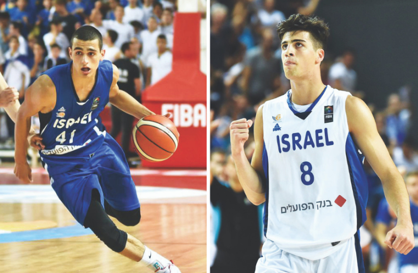 DENI AVDIJA (left) and Yam Madar (right) have paced Israel through three games of the FIBA Under-20 European Championship, with Avdija averaging 17.3 points, nine rebounds and six assists and Madar putting up 18.7 points and 8.7 assists per game heading into the round-of-16 in Tel Aviv. (photo credit: DOV HALICKMAN PHOTOGRAPHY/COURTESY)
