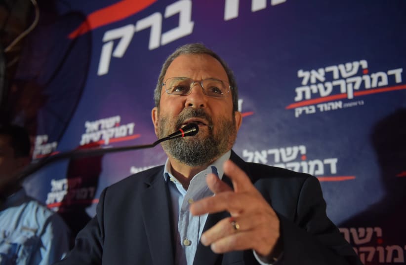 Ehud Barak speaks at a press conference with his Israel Democratic Party. (photo credit: AVSHALOM SASSONI/MAARIV)