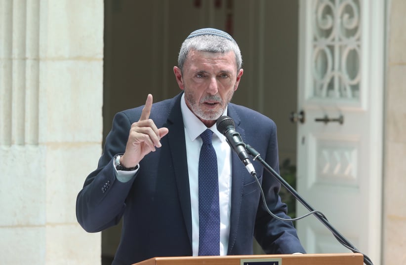 Newly appointed Education Minister Rafi Peretz speaks during the handover ceremony at the ministry in Jerusalem last month.  (photo credit: MARC ISRAEL SELLEM/THE JERUSALEM POST)