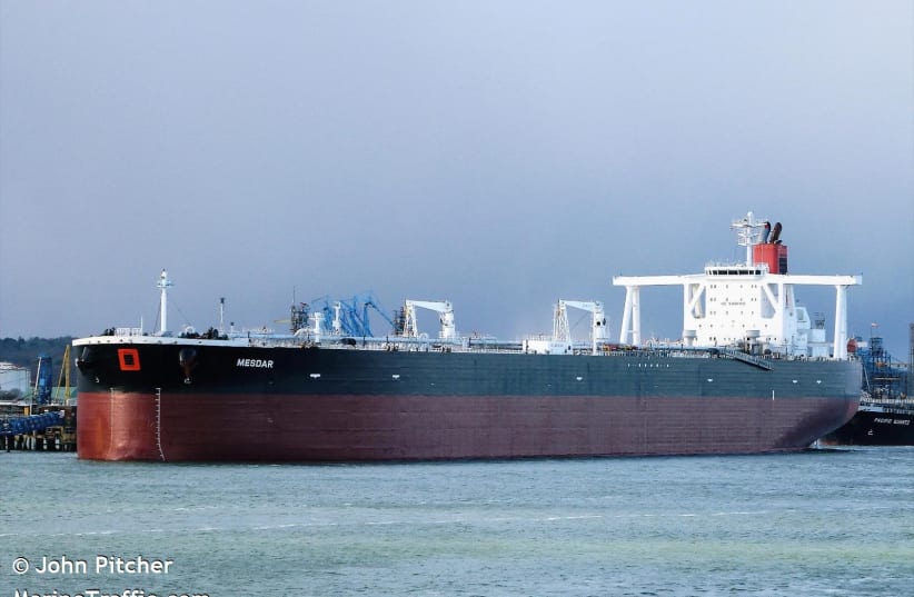 Undated photograph shows the Mesdar, a British-operated oil tanker in Fawley, Britain obtained by Reuters on July 19, 2019 (photo credit: JOHN PITCHER/VIA REUTERS)