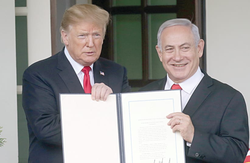 US President Donald Trump and Prime Minister Benjamin Netanyahu in Washington in March. (photo credit: REUTERS)