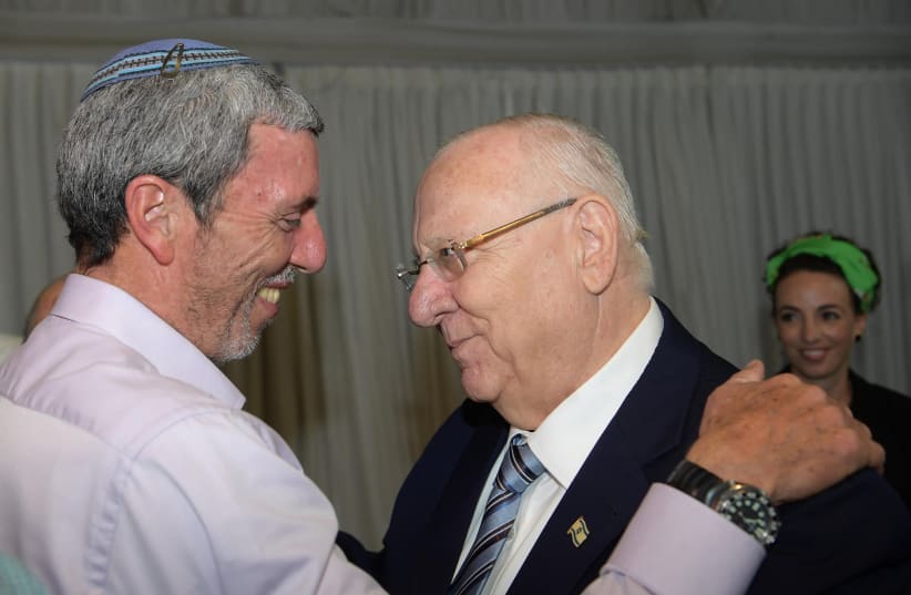President Reuven Rivlin with Bayit Yehudi's Rafi Peretz (photo credit: AMOS BEN GERSHOM, GPO)