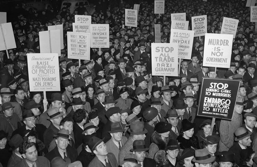 AMERICANS PROTESTING against trade with the Nazis before World War II. (photo credit: US HOLOCAUST MEMORIAL MUSEUM)