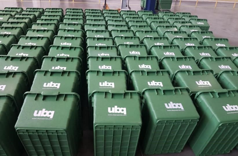 Recycling bins made from UBQ thermoplastic, ordered by the State of Virginia (photo credit: Courtesy)