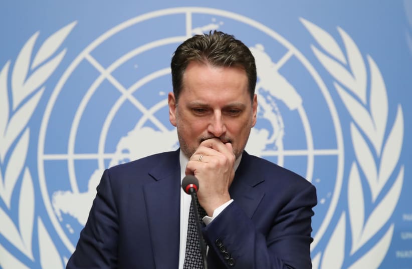 Pierre Krahenbuhl Commissioner-General of the UNRWA attends a news conference in Geneva (photo credit: DENIS BALIBOUSE / REUTERS)