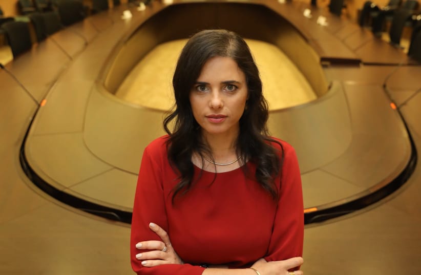 United Right leader Ayelet Shaked is seen at the Knesset on Monday. She is resolute in her party's ability to push for annexation of Area C of the West Bank. (photo credit: MARC ISRAEL SELLEM)