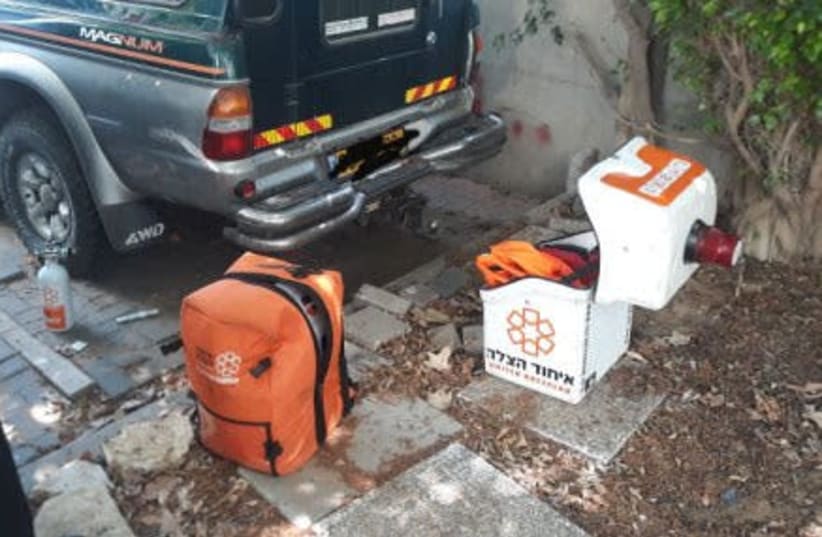 The Medical gear and box found a few streets away from Reich’s home (photo credit: UNITED HATZALAH‏)