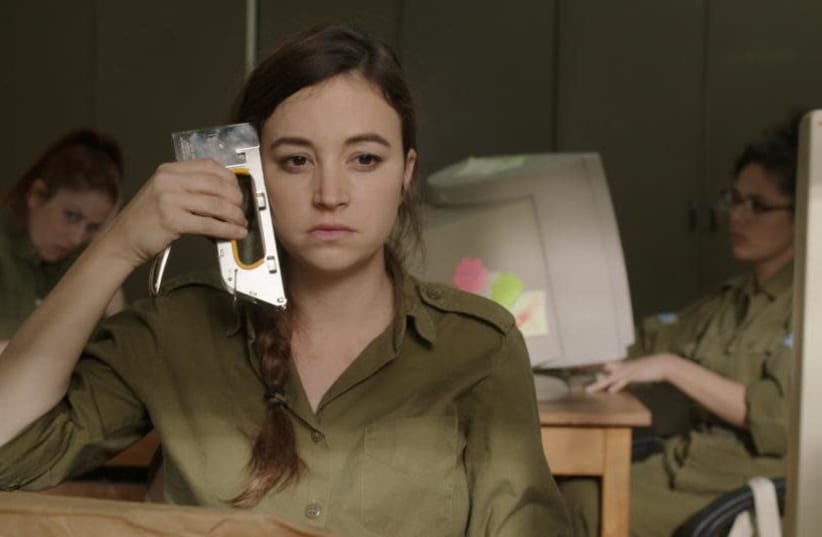 A female soldier played by Nelly Tagar in the Israeli film Zero Motivation (photo credit: ERAN COHEN)
