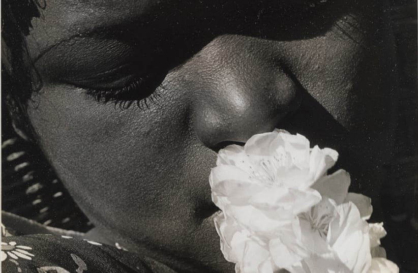 'Frances with Flower,' taken in 1931-1932 by pacesetting female American photographer Consuelo Kanaga. (photo credit: ESTATE OF CONSUELO KANAGA)