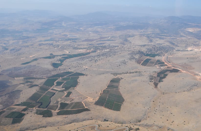 An aerial view of Kadarim, Kahal, Hukok, and Livnim (right to left) (photo credit: Wikimedia Commons)