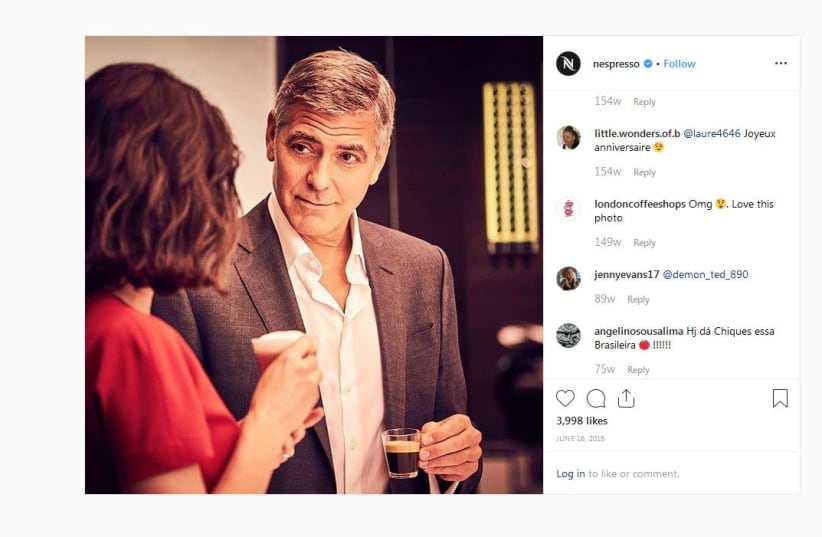 An Instagram screenshot of Nespresso's commercial (photo credit: INSTAGRAM)