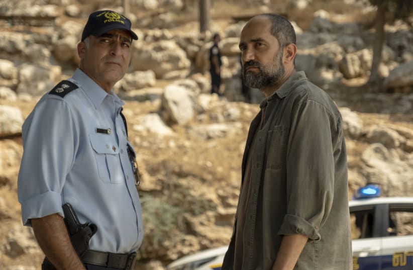 Yoram Toledano on the left and Shlomi Elkabetz on the right in the new HBO series "Our Boys" (photo credit: HBO)