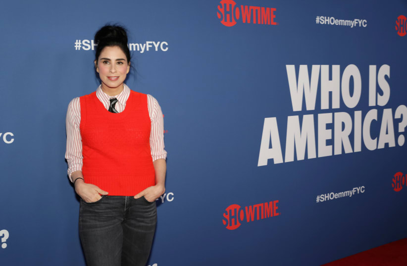 Sarah Silverman arrives at the premiere of red carpet event for the screening for the Showtime Series "Who Is America", moderated by Sarah Silverman in Los Angeles, California, U.S. (photo credit: REUTERS/MONICA ALMEIDA)