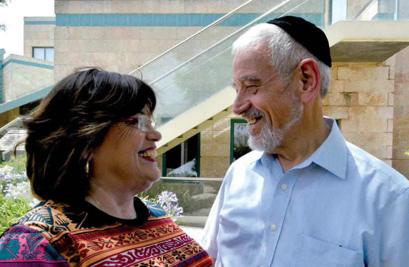 Chaim and Miri Ehrental outside Zichron Menachem (photo credit: SARAH LEVIN)