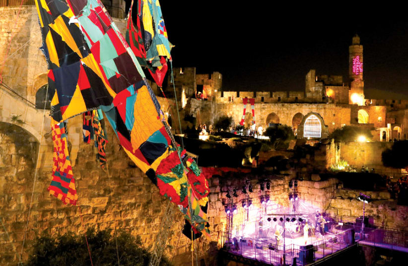 The Tower of David lit up for the fashion show (photo credit: MARC ISRAEL SELLEM)