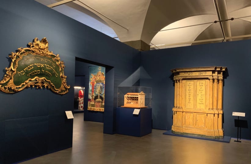 ‘THE COLORS of Judaism in Italy’ – in its splendor in Florence, in the Galleria degli Uffizi’s Aula Magliabechiana wing – is due to run until October 27. (photo credit: OPERA LABORATORI FIORENTINI PER LE GALLERIE DEGLI UFFIZI)