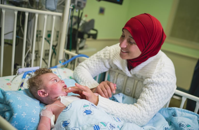 A Palestinian baby receives treatment at Sheba Medical Center in Ramat Gan. (photo credit: Courtesy)