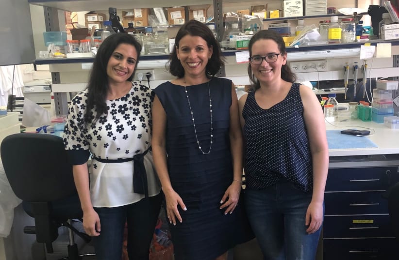 Picture of the researchers team: (Left to right) Malak Amer, Prof. Neta Erez and Dr. Hila Doron (photo credit: TAMAR SHAMI)