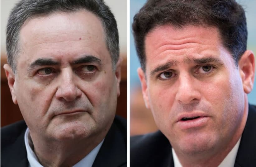 Foreign Minister Israel Katz and Ambassador to the US Ron Dermer (photo credit: REUTERS)