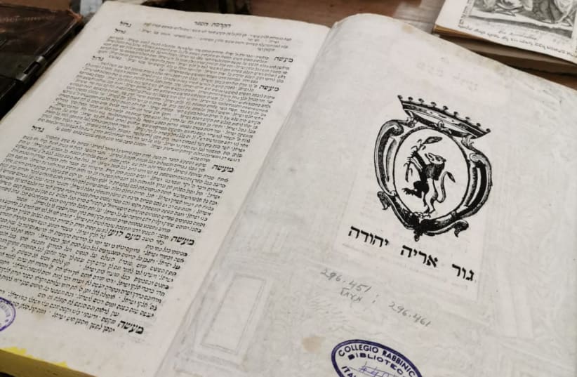 Books from the collection of the Union of Italian Jewish Communities. (photo credit: COURTESY OF PAGINE EBRAICHE)
