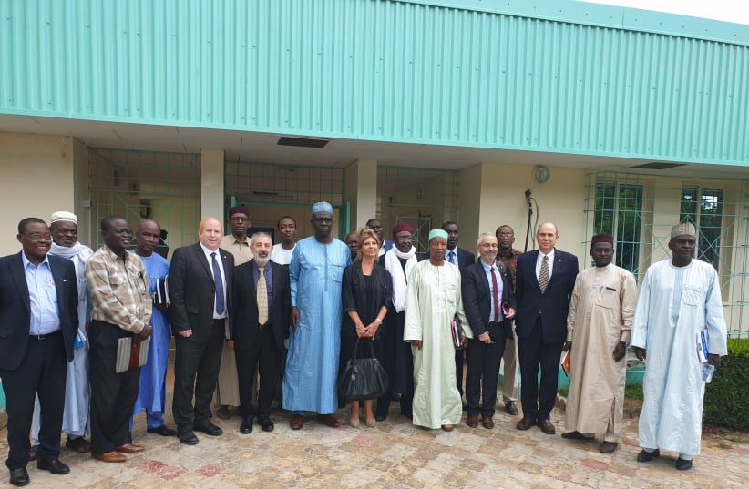 Israeli and Chadian representatives with Minister for State Agriculture Haroun Kabadi (photo credit: ITAI MELCHIOR)