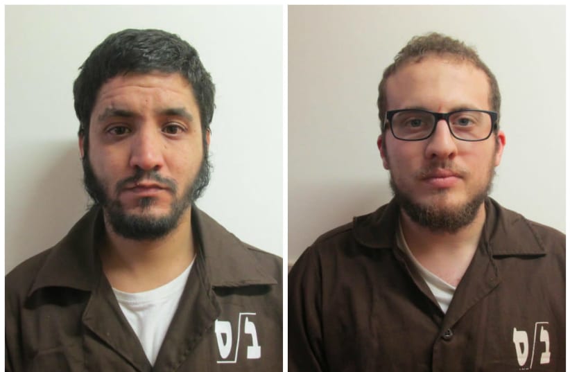 The two Israeli-Arab residents of the city of Tamra who had been arrested and charged with supporting and assisting the Islamic State group. (photo credit: SHIN BET)