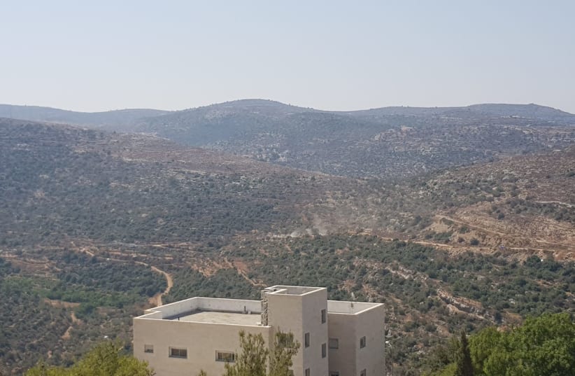 A view from Dolev settlement towards the area where the explosion occurred in Ein Bubin (photo credit: TPS)