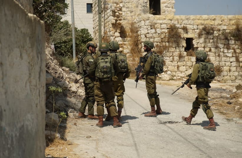 IDF soldiers searching in the West Bank for the terrorists who killed Rina Shnerb, August 2019 (photo credit: IDF)