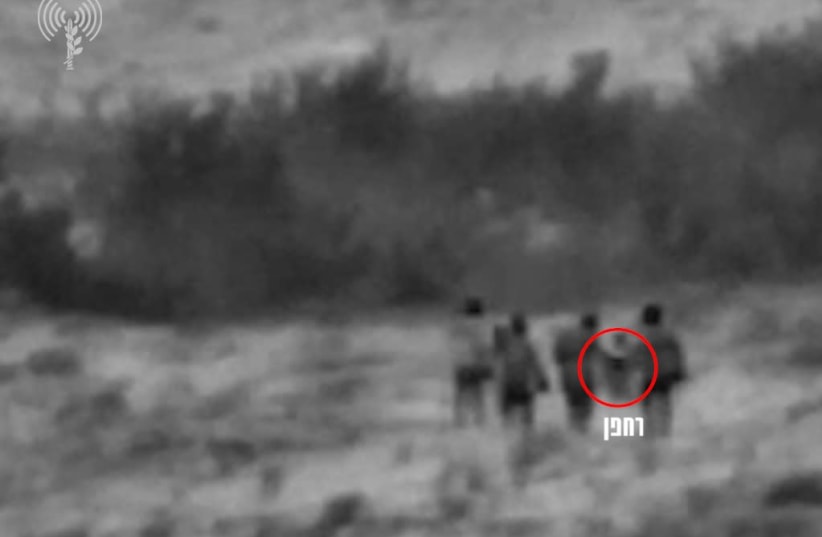 A still from an IDF video showing the attempted launch of an Iranian drone. "Drone" is written in hebrew (photo credit: IDF SPOKESPERSON'S UNIT)