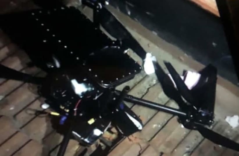 Parts of a drone which fell on Beirut on August 25, 2019.  (photo credit: ARAB MEDIA)