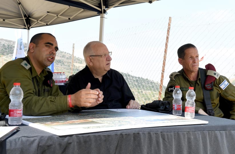 President Rivlin meets with commanders in the IDF's Judea and Samaria Division. (photo credit: Mark Neiman/GPO)