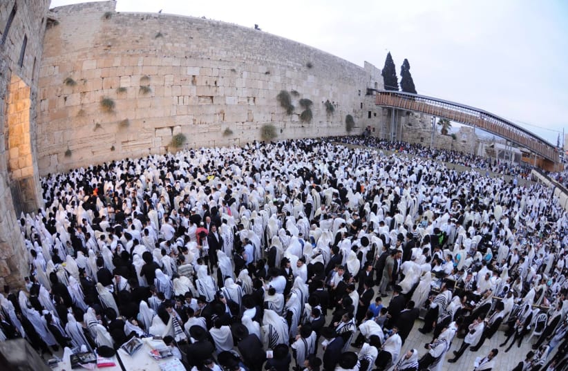 Some 15,000 people take in Acheinu's Day of Jewish Unity at the Western Wall in 2017. (photo credit: Courtesy)