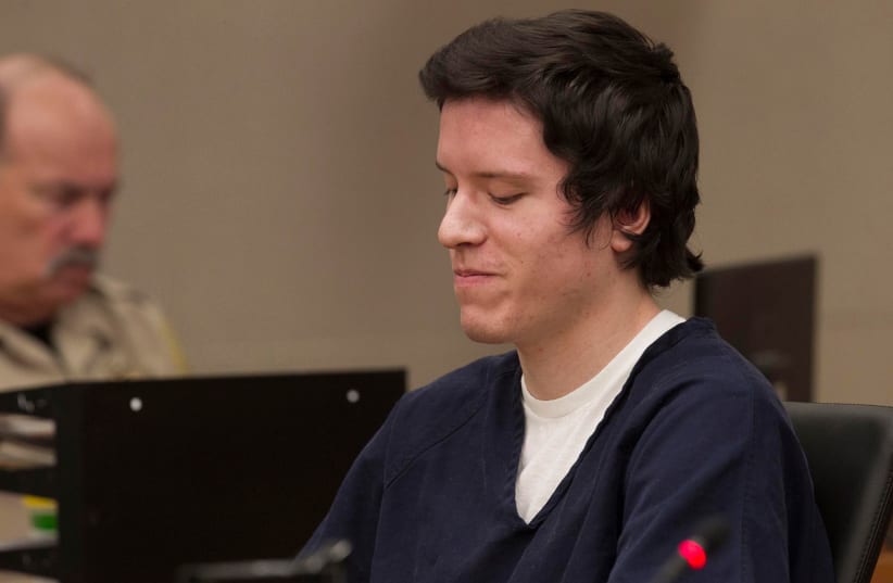 John Earnest, accused of killing one and injuring three others while shooting up a synagogue in Poway, Calif., in April 2019, during his preliminary hearing on Thursday, Sept. 19, 2019, in Superior Court San Diego (photo credit: JOHN GIBBINS/SAN DIEGO UNION-TRIBUNE/TNS)