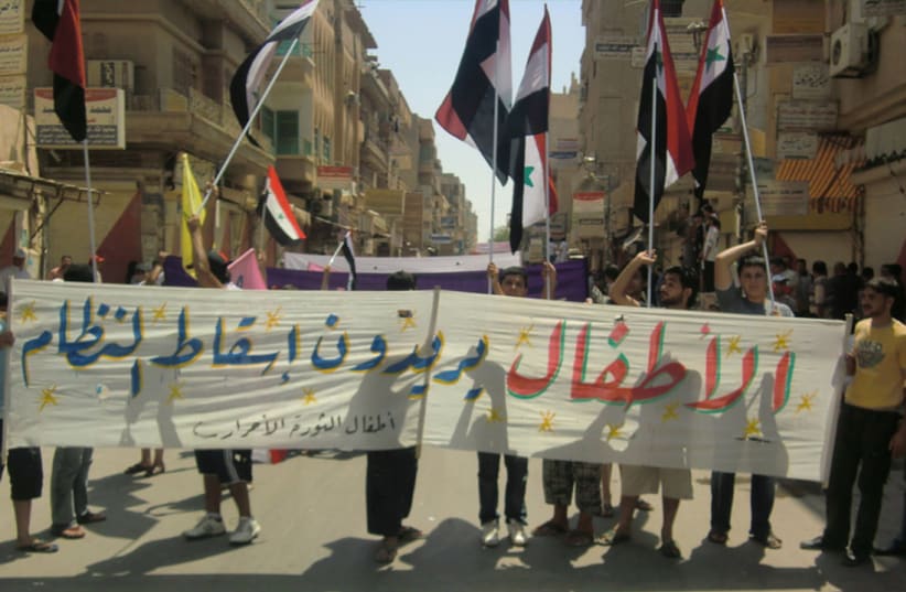 Protest against President Bashar al-Assad in the tribal province of Deir al-Zor, July 2011 (photo credit: HO NEW/REUTERS)