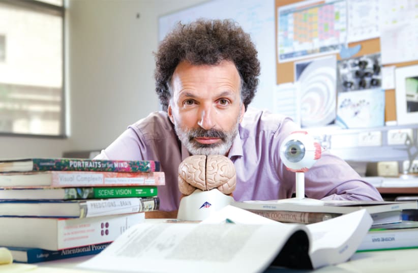 Prof. Moshe Bar in his office at Bar-Ilan University (photo credit: COURTESY BIU)