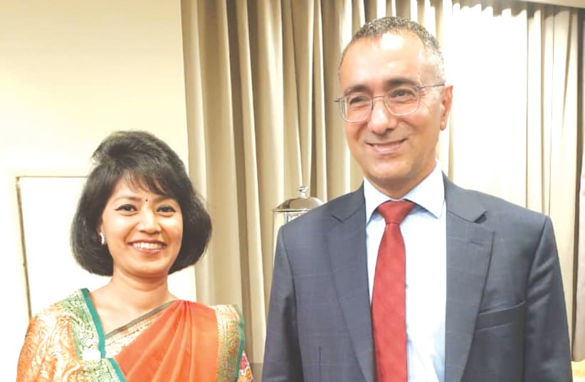 ANJAN SHAKYA, the ambassador of Nepal, with Gilad Cohen, deputy director-general for Asia and the Pacific at the Foreign Ministry.  (photo credit: Courtesy)