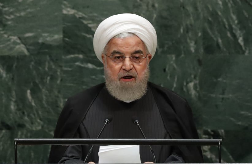 Iran's President Hassan Rouhani addresses the 74th session of the United Nations General Assembly at U.N. headquarters in New York City, New York, U.S., September 25, 2019 (photo credit: REUTERS/LUCAS JACKSON)