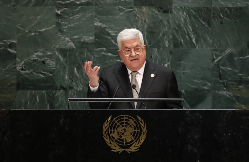Palestinian President Mahmoud Abbas addresses the 74th session of the United Nations General Assembly at U.N. headquarters in New York City, New York, U.S. (photo credit: REUTERS)